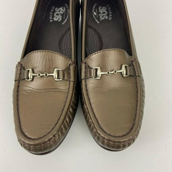 SAS Metro Women's 8.5 N Leather Slip-On Moc Shoes Loafers Comfort Bronze - Picture 3 of 9